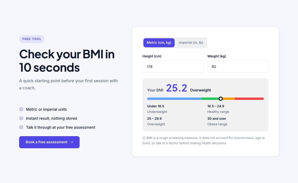 Example of the gym-bmi section