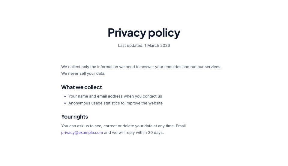 Example of the text section